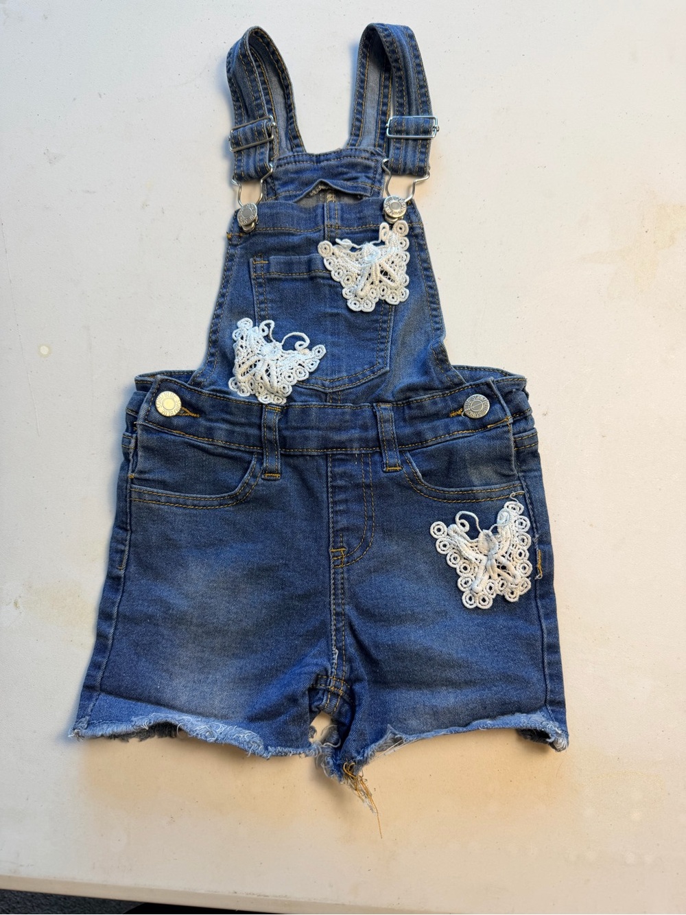 Denim Butterfly Shortalls for Kids - Blue